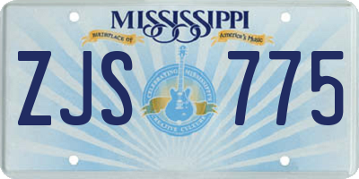 MS license plate ZJS775