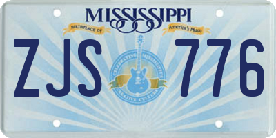 MS license plate ZJS776