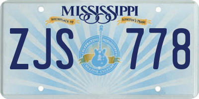 MS license plate ZJS778