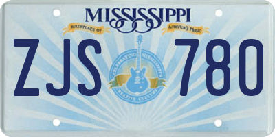 MS license plate ZJS780