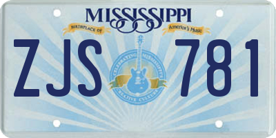 MS license plate ZJS781