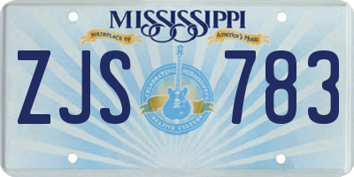 MS license plate ZJS783