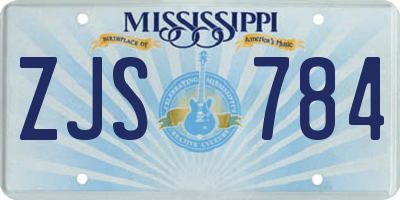 MS license plate ZJS784