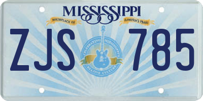 MS license plate ZJS785