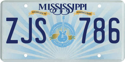 MS license plate ZJS786