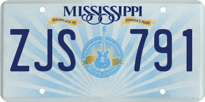 MS license plate ZJS791