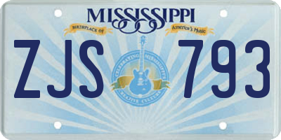 MS license plate ZJS793