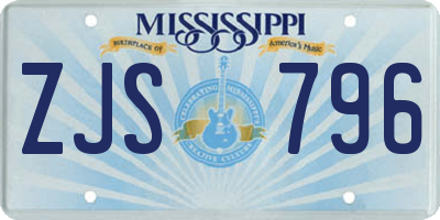 MS license plate ZJS796
