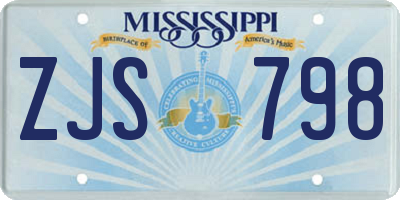 MS license plate ZJS798