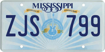 MS license plate ZJS799
