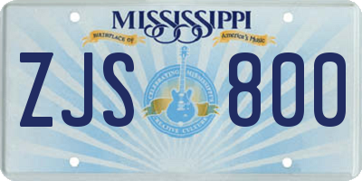 MS license plate ZJS800