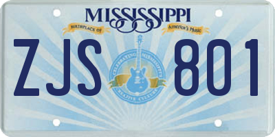 MS license plate ZJS801