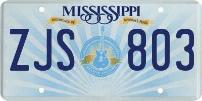 MS license plate ZJS803
