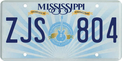 MS license plate ZJS804
