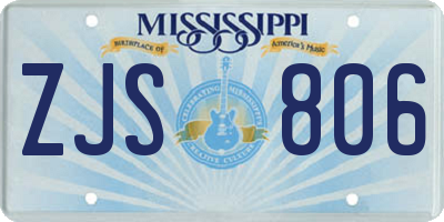 MS license plate ZJS806