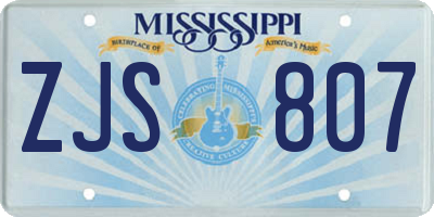 MS license plate ZJS807