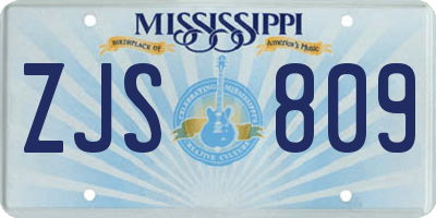 MS license plate ZJS809
