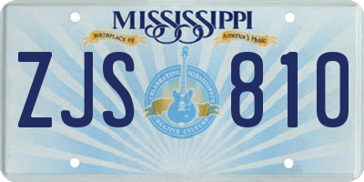MS license plate ZJS810