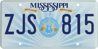 MS license plate ZJS815