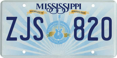 MS license plate ZJS820