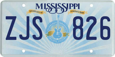 MS license plate ZJS826