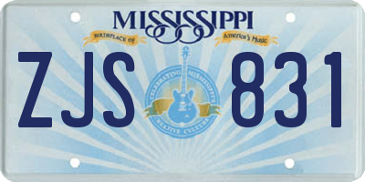 MS license plate ZJS831