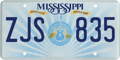 MS license plate ZJS835
