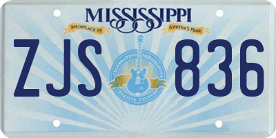 MS license plate ZJS836