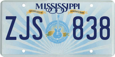 MS license plate ZJS838