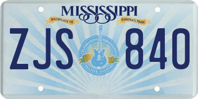 MS license plate ZJS840