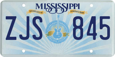MS license plate ZJS845