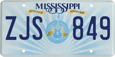 MS license plate ZJS849