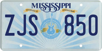 MS license plate ZJS850