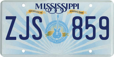 MS license plate ZJS859