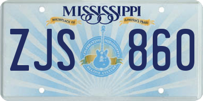 MS license plate ZJS860