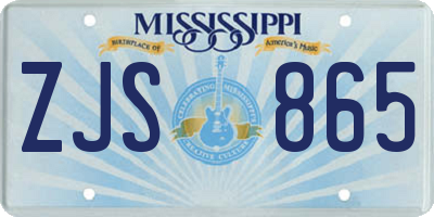MS license plate ZJS865