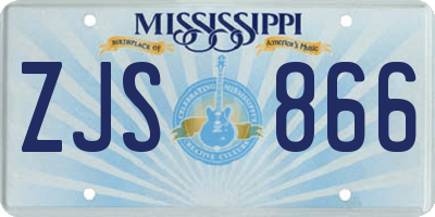 MS license plate ZJS866