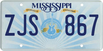 MS license plate ZJS867
