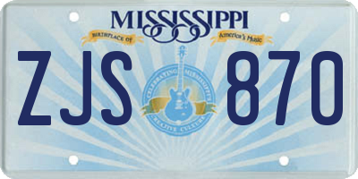 MS license plate ZJS870