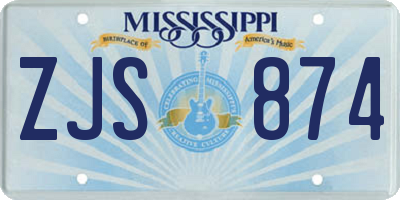 MS license plate ZJS874