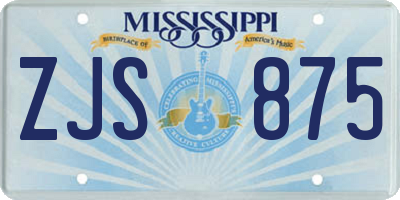 MS license plate ZJS875