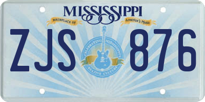 MS license plate ZJS876