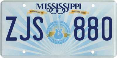 MS license plate ZJS880