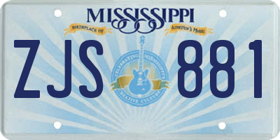 MS license plate ZJS881