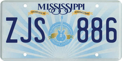 MS license plate ZJS886