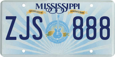 MS license plate ZJS888