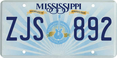 MS license plate ZJS892
