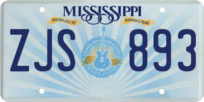 MS license plate ZJS893