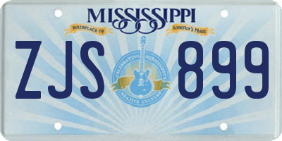 MS license plate ZJS899