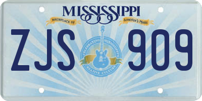 MS license plate ZJS909